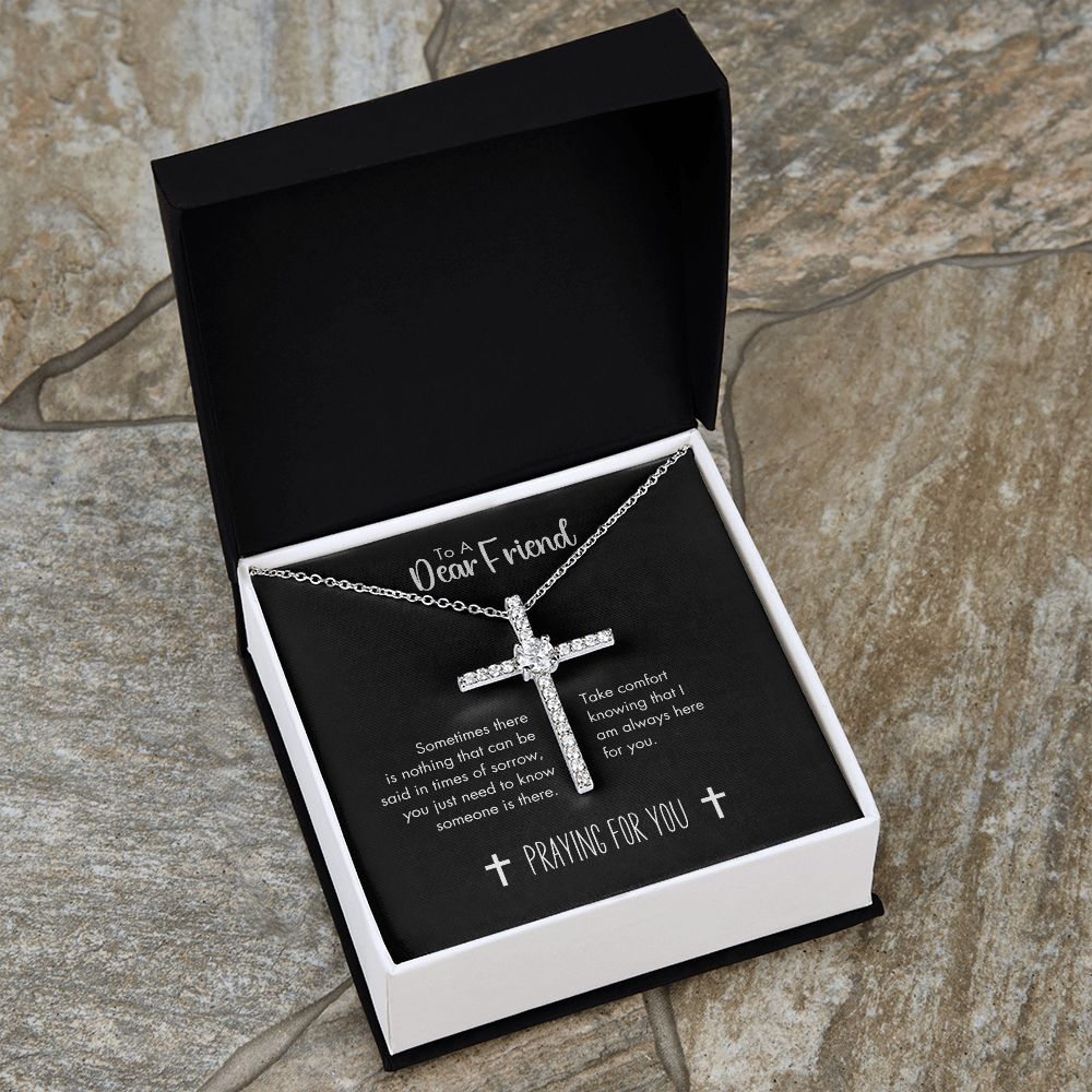 Praying For You Grieving Friend CZ Cross Necklace