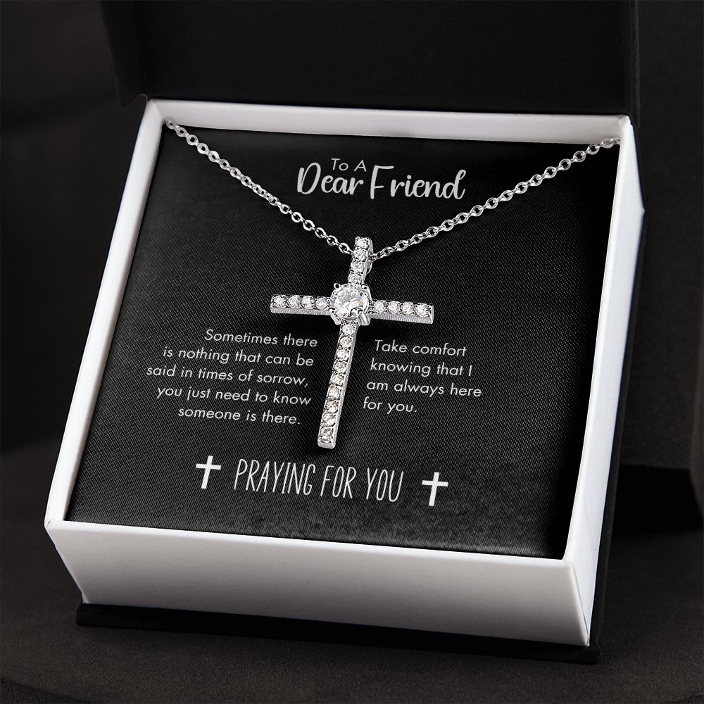 Praying For You Grieving Friend CZ Cross Necklace