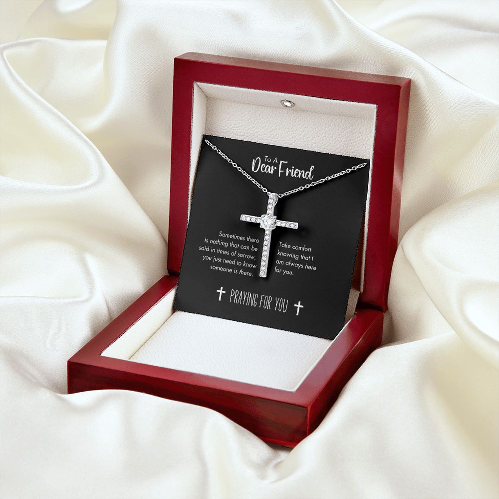 Praying For You Grieving Friend CZ Cross Necklace