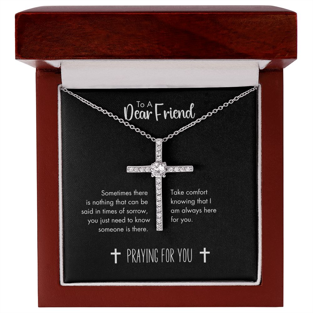 Praying For You Grieving Friend CZ Cross Necklace