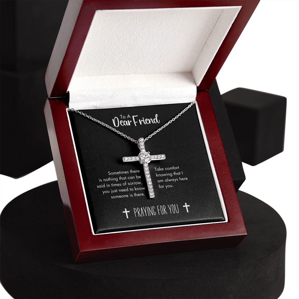 Praying For You Grieving Friend CZ Cross Necklace