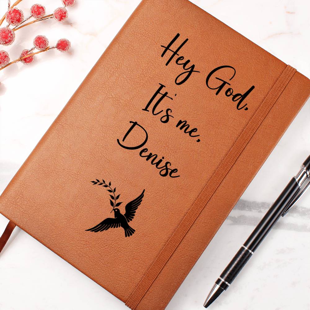 Hey God It's Me Personalized Leather Prayer Journal - Dove