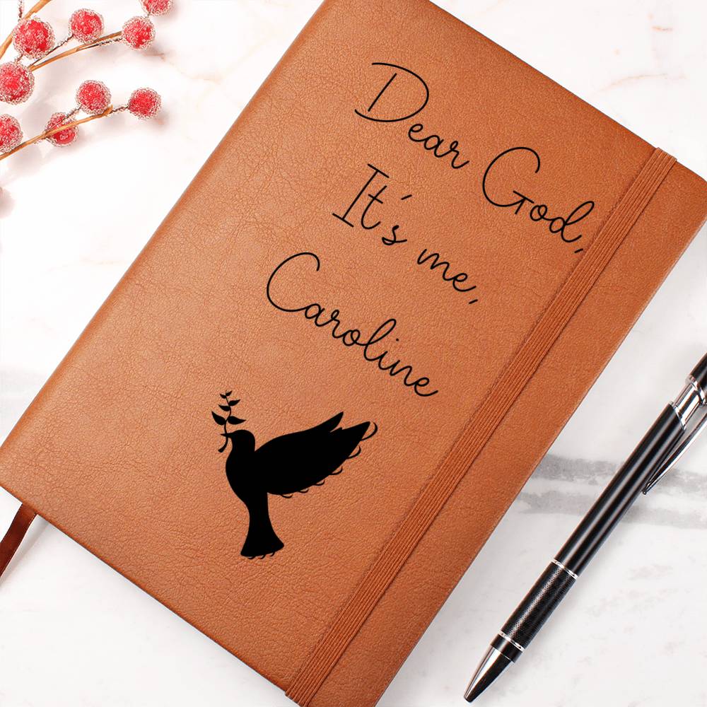 Dear God It's Me Personalized Christian Leather Journal - Dove