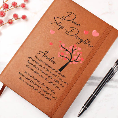 To My Step Daughter Heart Tree Personalized Leather Journal