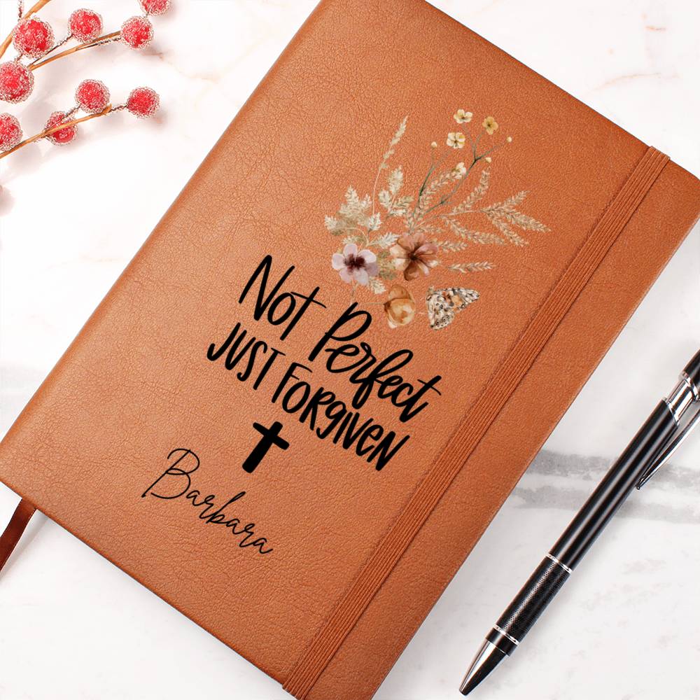 Not Perfect Just Forgiven Personalized Leather Journal for Christian Women