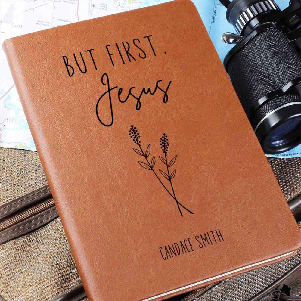 But First Jesus Personalized Christian Leather Journal