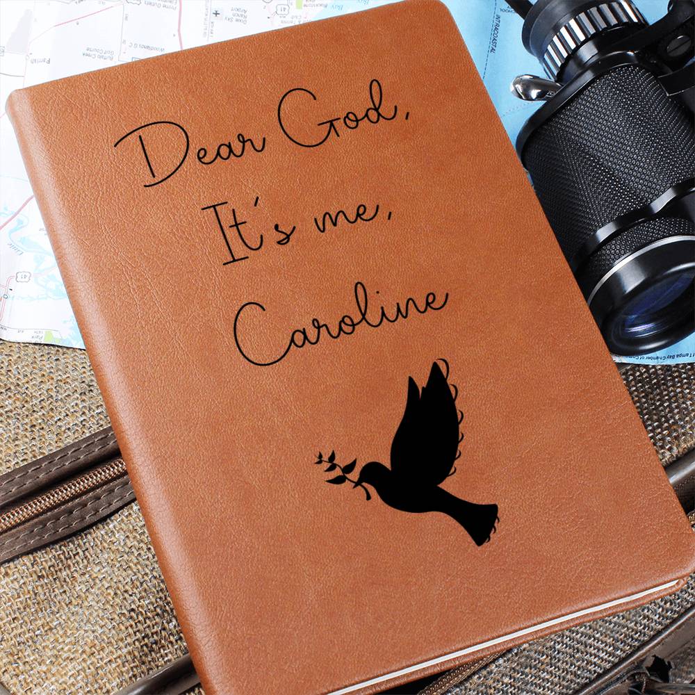 Dear God It's Me Personalized Christian Leather Journal - Dove