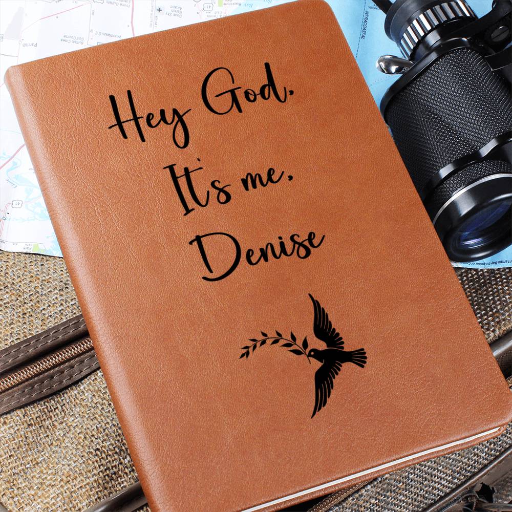 Hey God It's Me Personalized Leather Prayer Journal - Dove