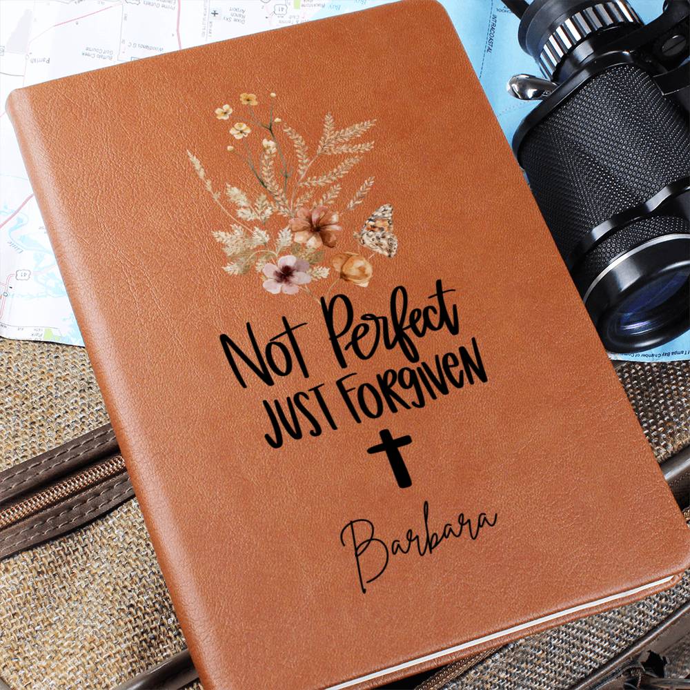 Not Perfect Just Forgiven Personalized Leather Journal for Christian Women