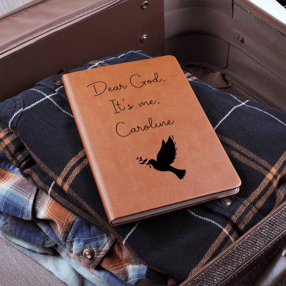 Dear God It's Me Personalized Christian Leather Journal - Dove