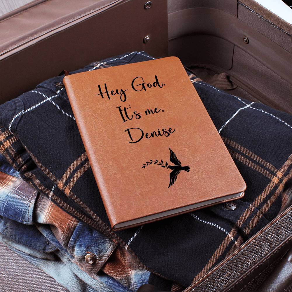 Hey God It's Me Personalized Leather Prayer Journal - Dove