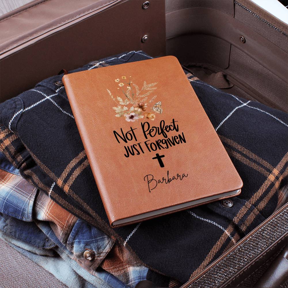 Not Perfect Just Forgiven Personalized Leather Journal for Christian Women