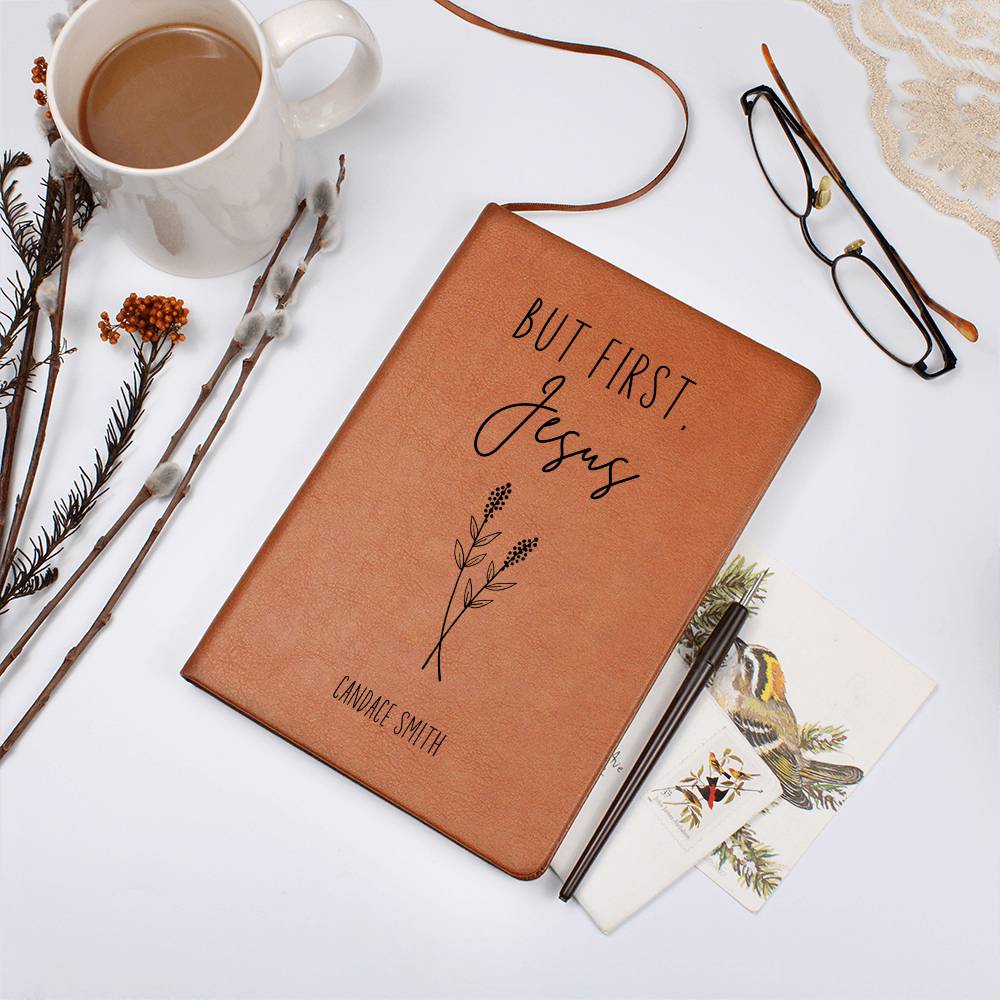 But First Jesus Personalized Christian Leather Journal