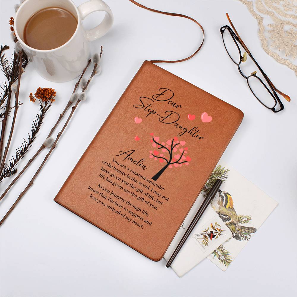 To My Step Daughter Heart Tree Personalized Leather Journal