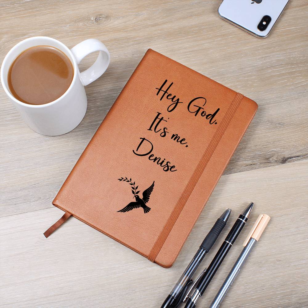 Hey God It's Me Personalized Leather Prayer Journal - Dove