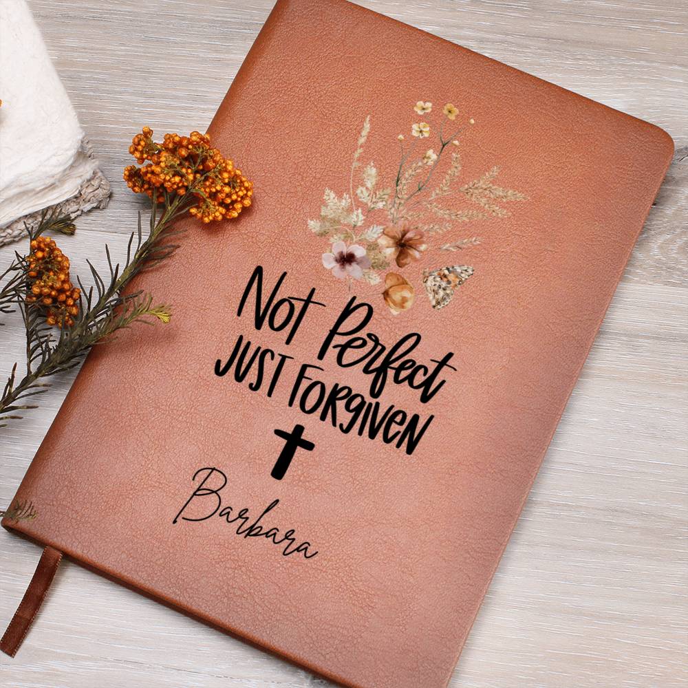 Not Perfect Just Forgiven Personalized Leather Journal for Christian Women