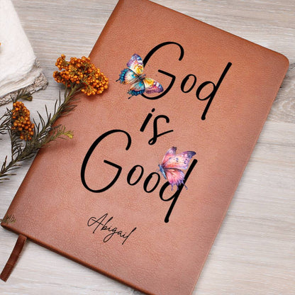 God Is Good Personalized Leather Prayer Journal for Women, Christian Gifts Gratitude Journal, Butterfly Notebook for Girls