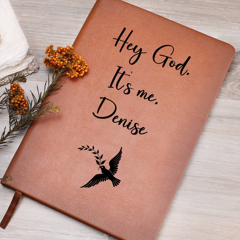 Hey God It's Me Personalized Leather Prayer Journal - Dove