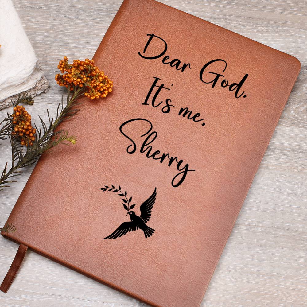 Dear God It's Me Personalized Leather Prayer Journal - Dove