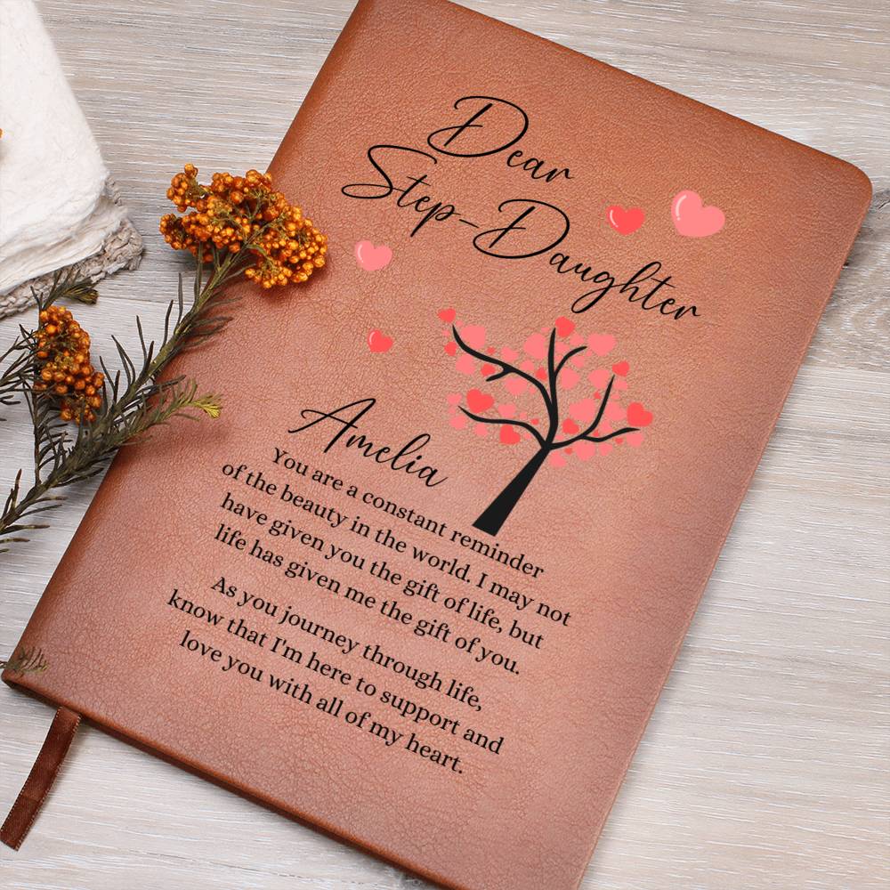 To My Step Daughter Heart Tree Personalized Leather Journal