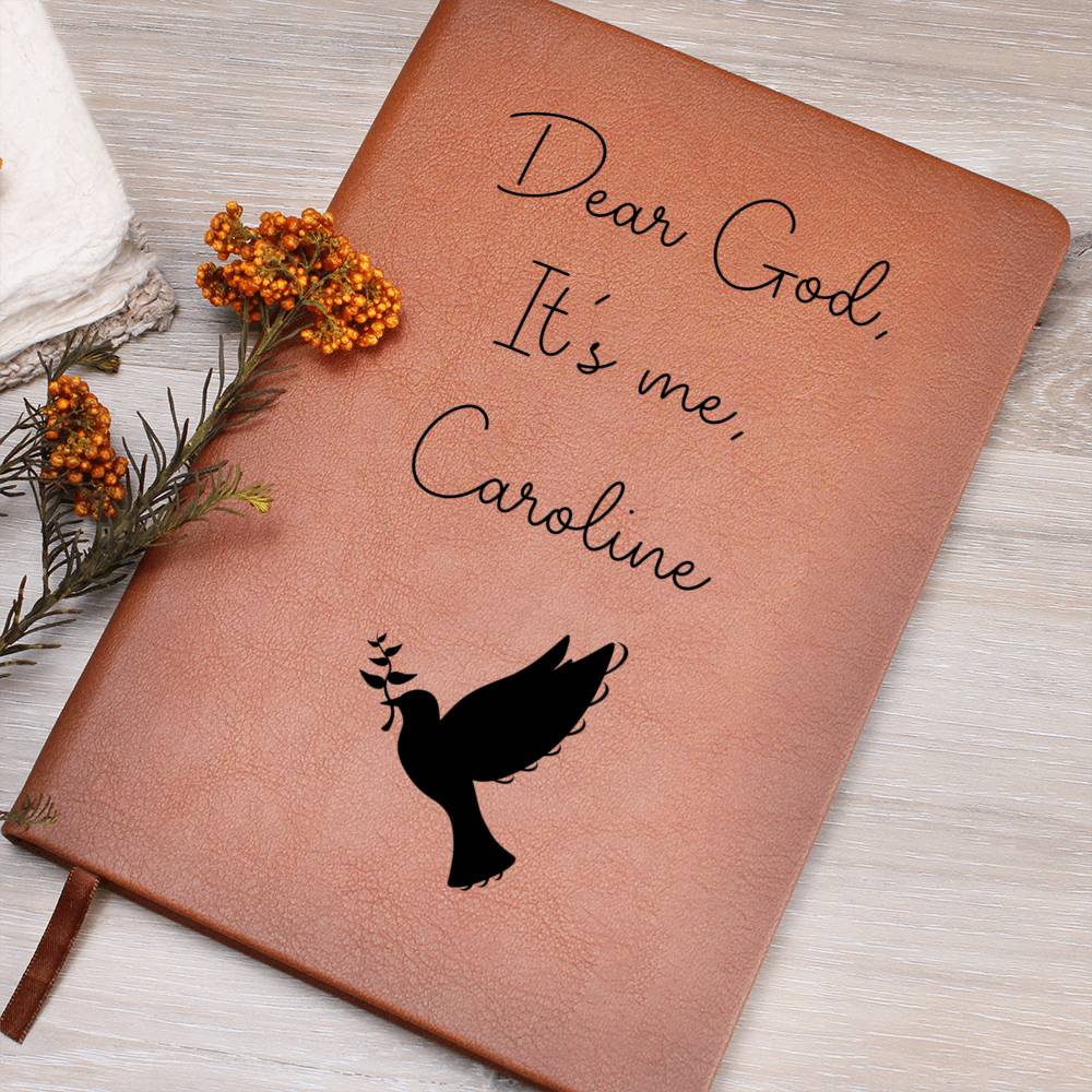 Dear God It's Me Personalized Christian Leather Journal - Dove