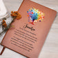 Rainbow Butterfly Tree Connected for Life Personalized Leather Journal for Daughter