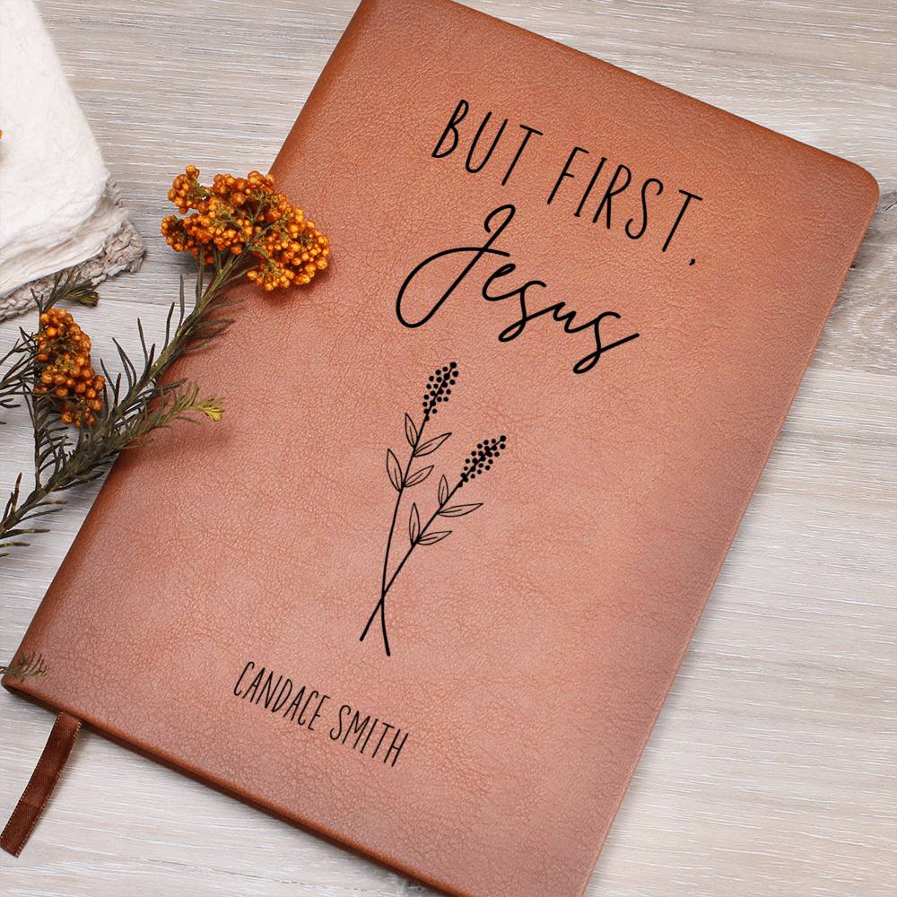 But First Jesus Personalized Christian Leather Journal