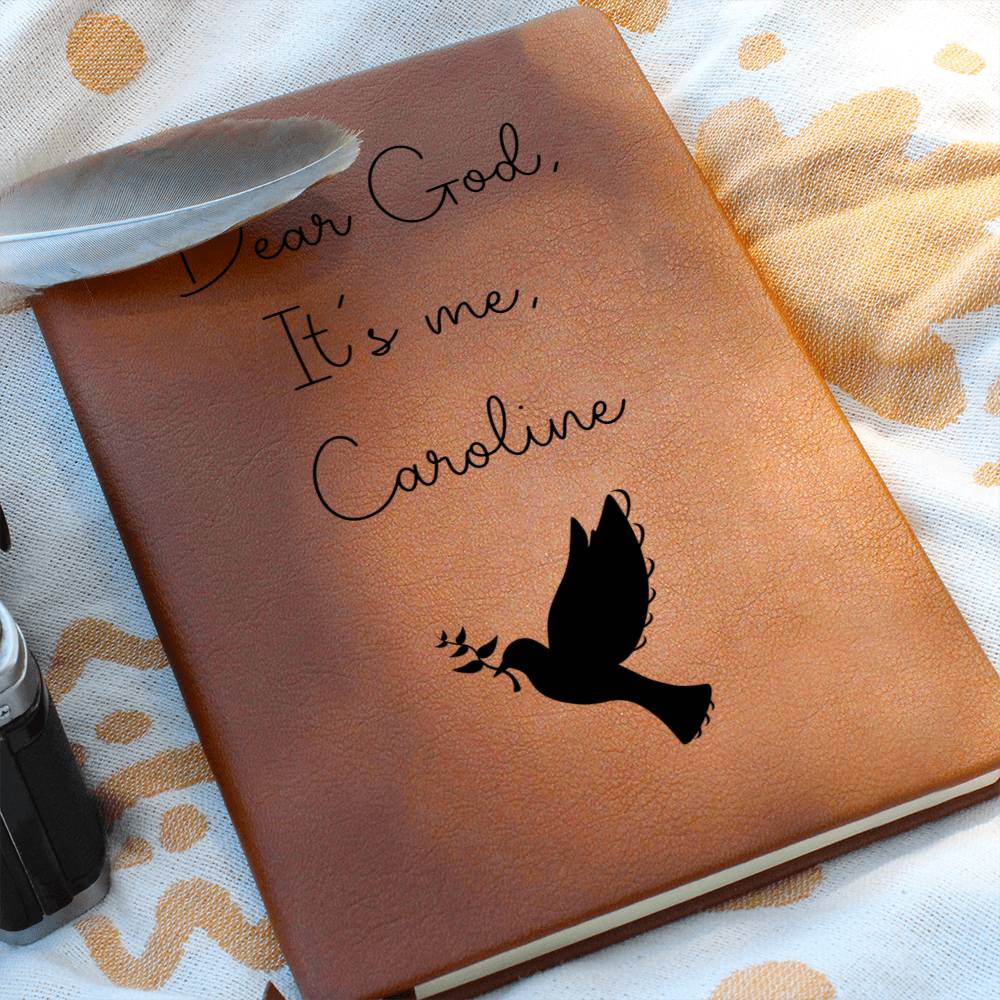 Dear God It's Me Personalized Christian Leather Journal - Dove