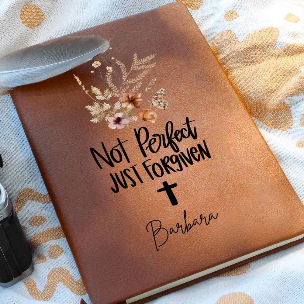 Not Perfect Just Forgiven Personalized Leather Journal for Christian Women