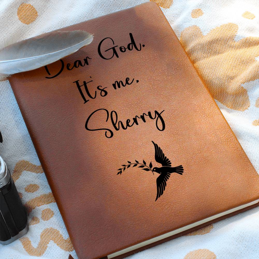 Dear God It's Me Personalized Leather Prayer Journal - Dove