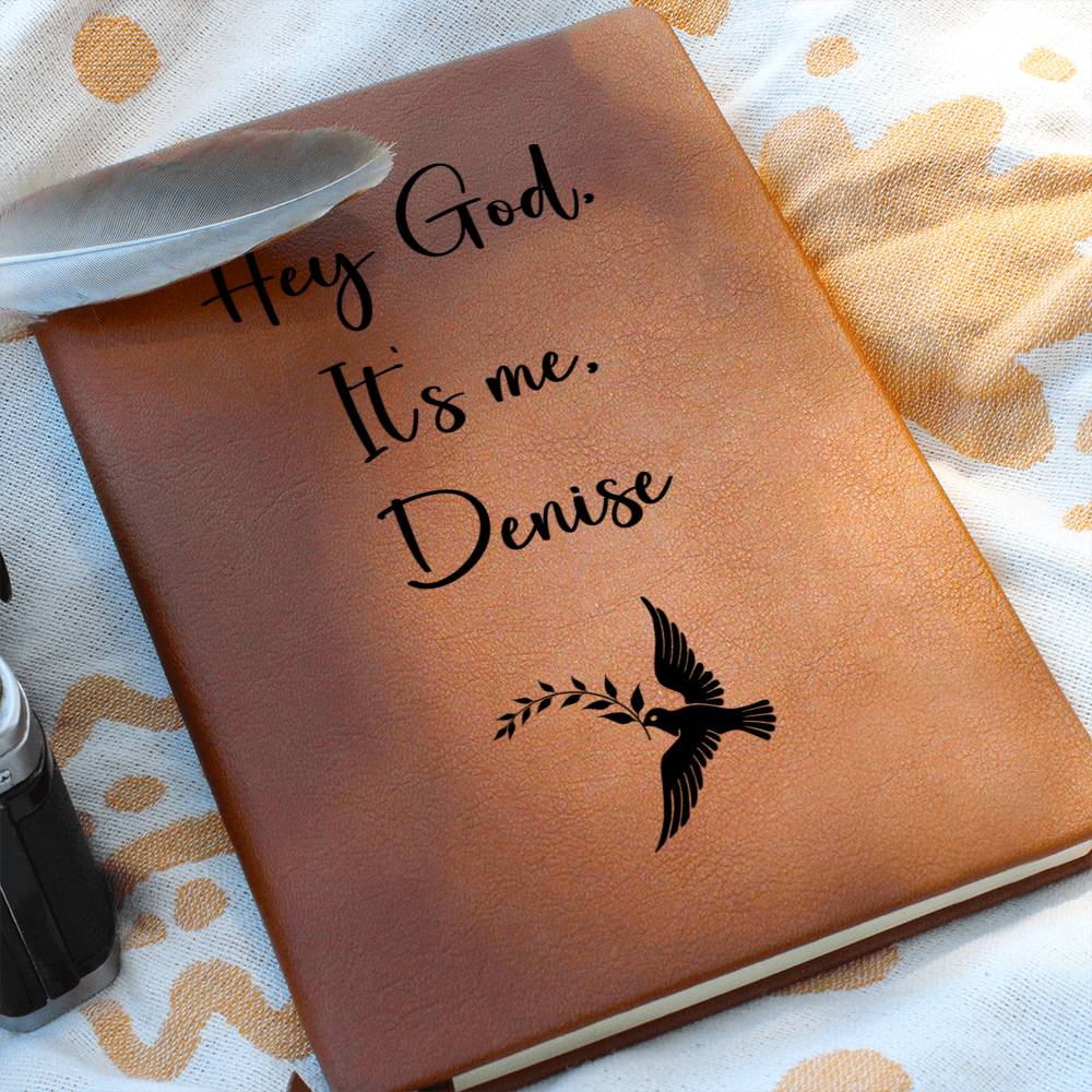 Hey God It's Me Personalized Leather Prayer Journal - Dove