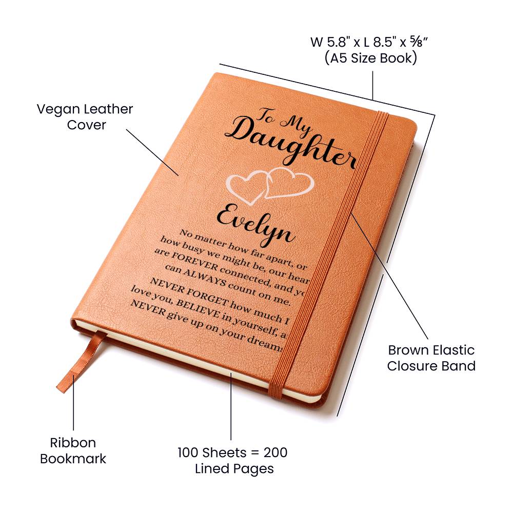 To My Daughter Forever Connected Personalized Leather Journal