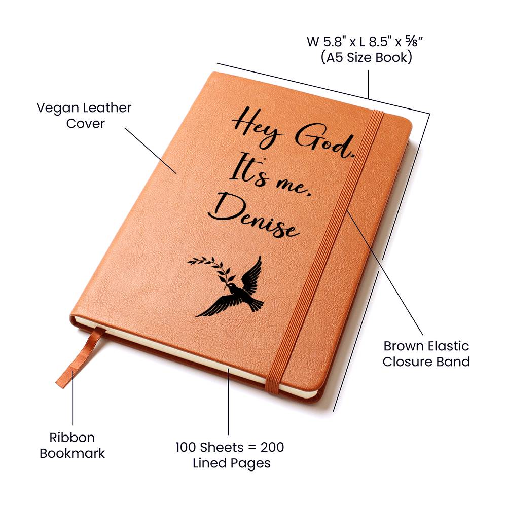 Hey God It's Me Personalized Leather Prayer Journal - Dove