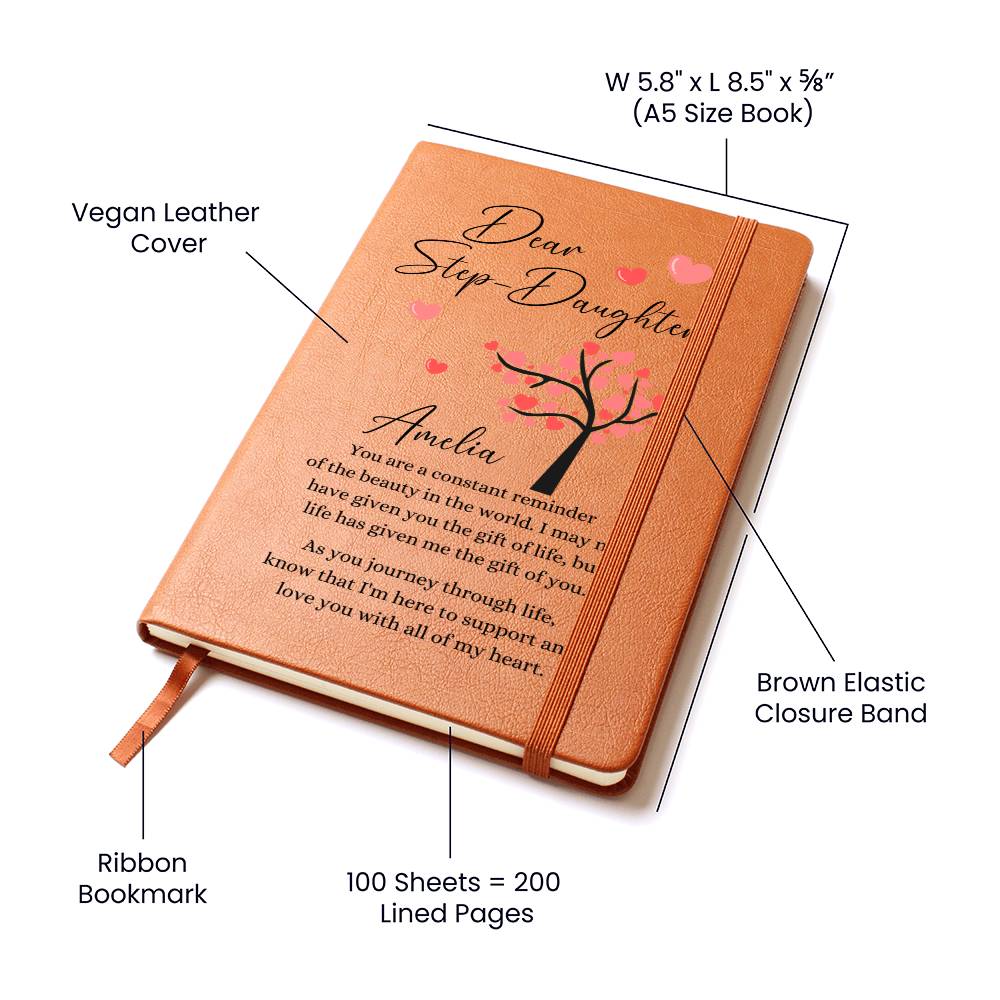 To My Step Daughter Heart Tree Personalized Leather Journal