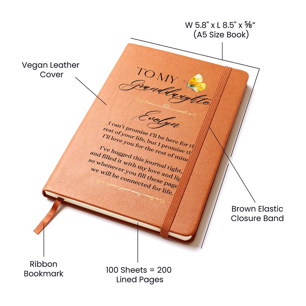 To My Granddaughter Connected for Life Personalized Leather Journal