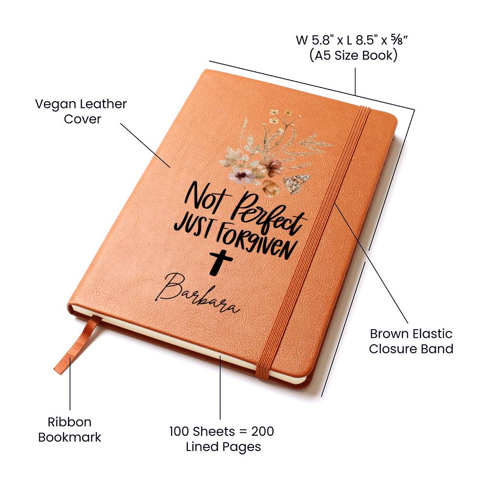 Not Perfect Just Forgiven Personalized Leather Journal for Christian Women