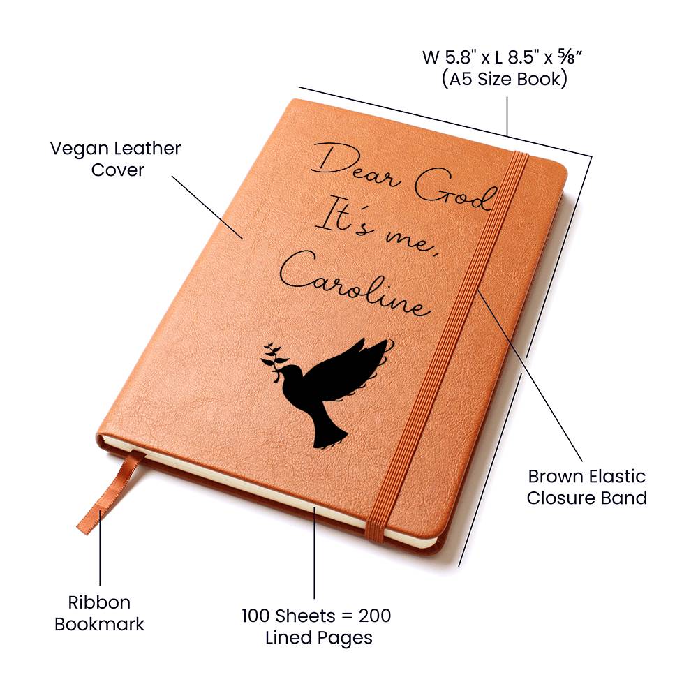 Dear God It's Me Personalized Christian Leather Journal - Dove