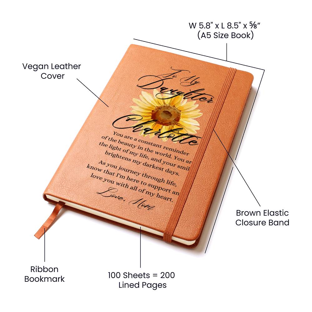 To My Daughter Personalized Sunflower Leather Journal