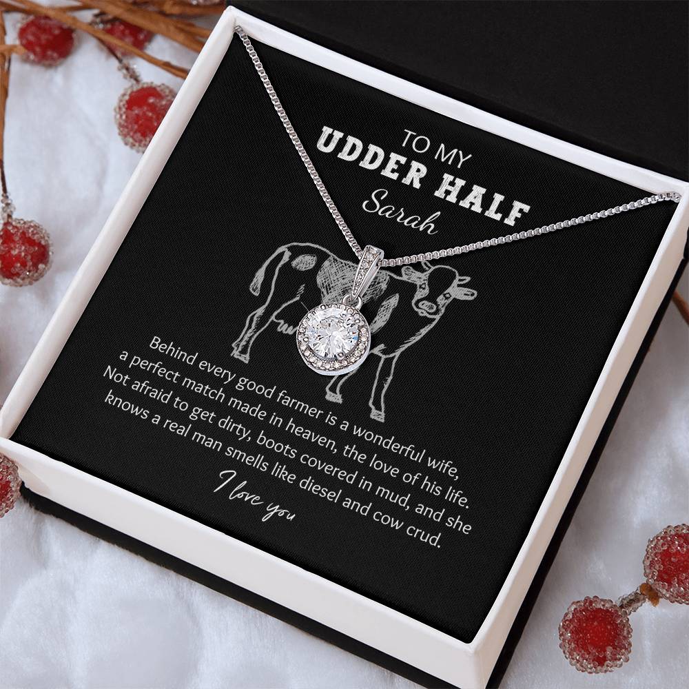 Cow Crud Udder Half Farm Wife Personalized Eternal Hope Necklace