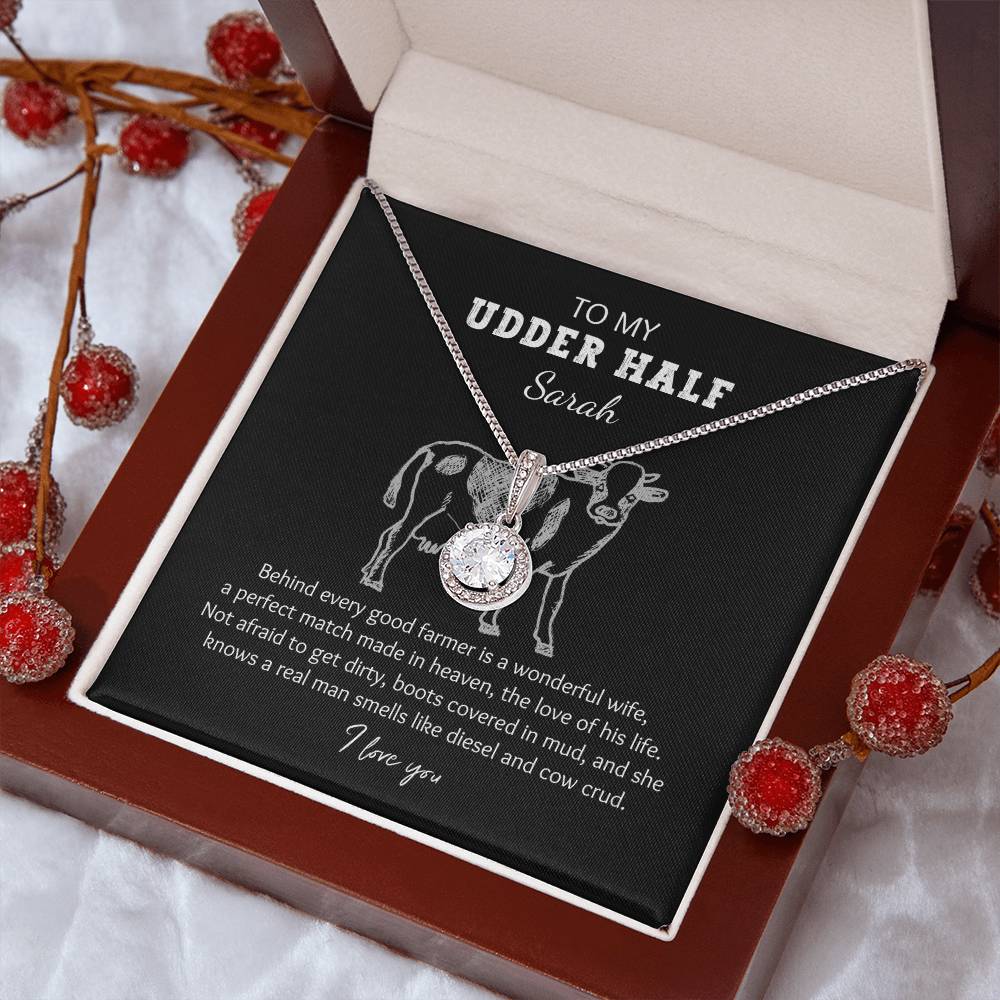 Cow Crud Udder Half Farm Wife Personalized Eternal Hope Necklace