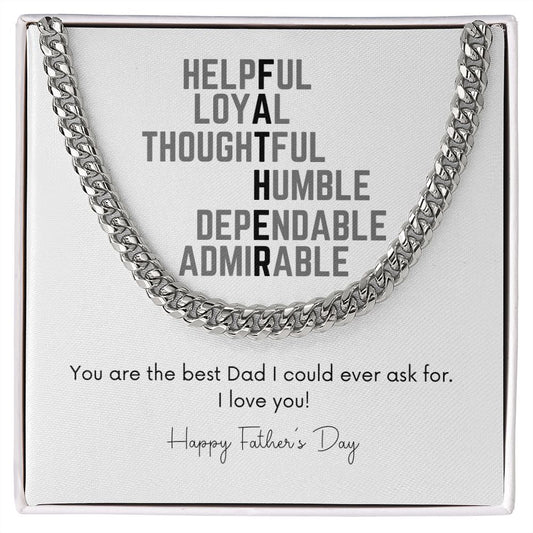 Father Acronym Father's Day Cuban Chain Necklace