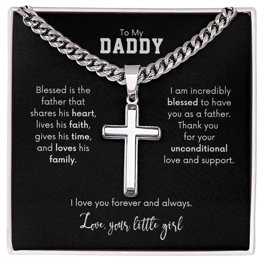 Personalized Engraved Daddy Cross Necklace