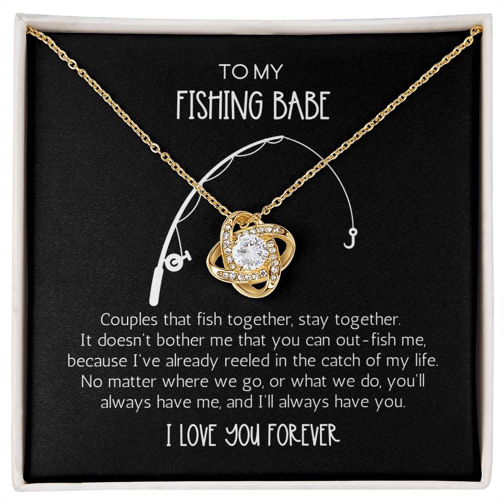 Catch Of My Life Fishing Babe Love Knot Necklace