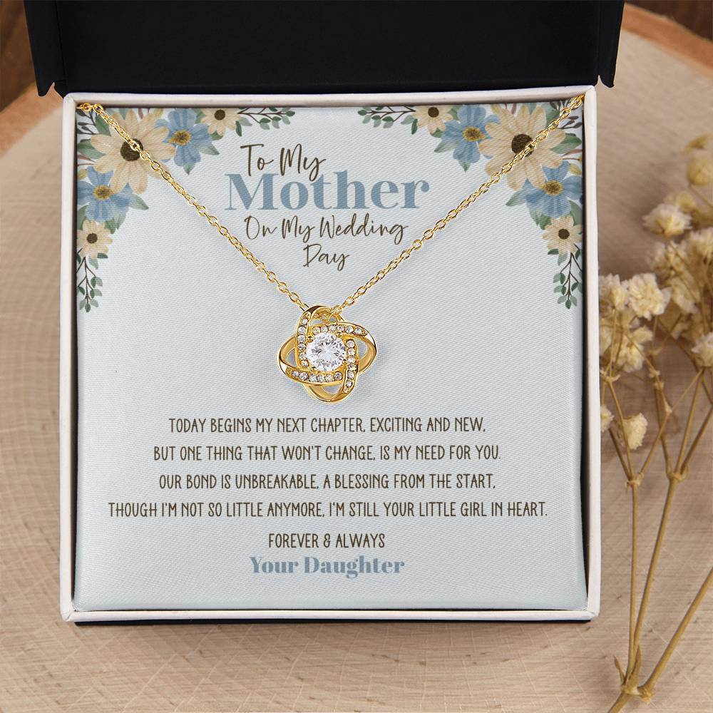 Blue Floral Wedding Day Mother Personalized Love Knot Necklace