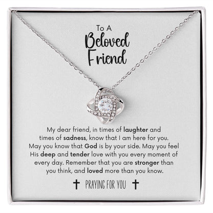 To A Beloved Friend Grieving Gift Love Knot Necklace