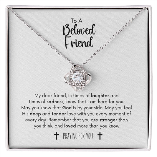 To A Beloved Friend Grieving Gift Love Knot Necklace