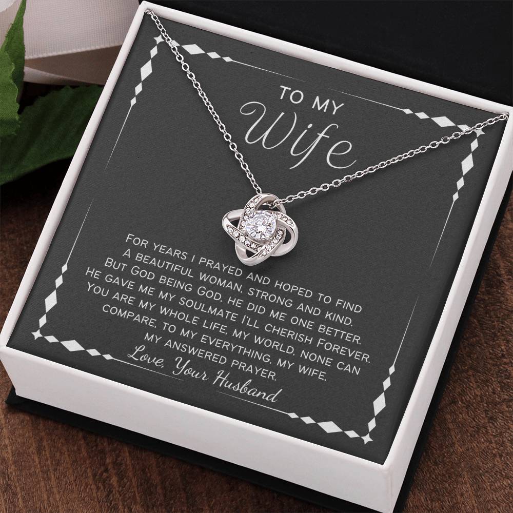 Answered Prayer Christian Wife Personalized Love Knot Necklace