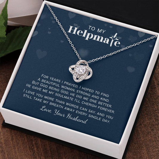 To My Helpmate Christian Personalized Love Knot Necklace