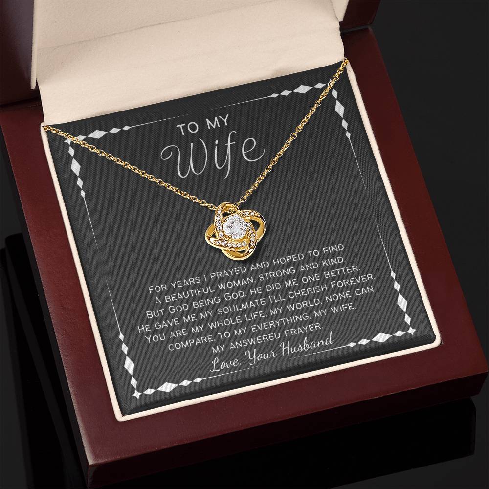 Answered Prayer Christian Wife Personalized Love Knot Necklace