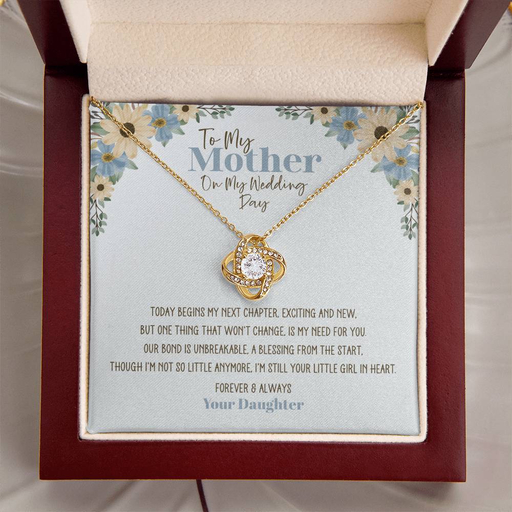 Blue Floral Wedding Day Mother Personalized Love Knot Necklace